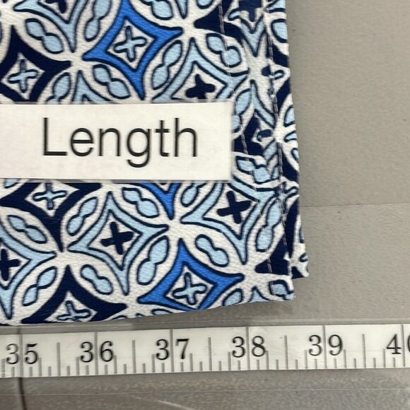 Mud Pie Blouson Dress NWT Buttons Midi Sleeveless Geometric Blue Size Large L - Picture 13 of 16